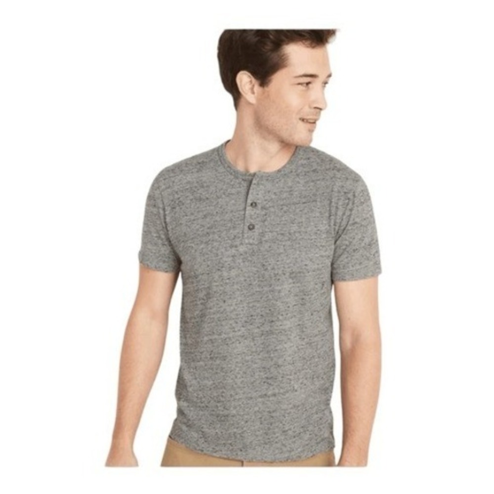 Old Navy Soft Washed Henley Shirt Heather Gray Jersey Short Sleeve M